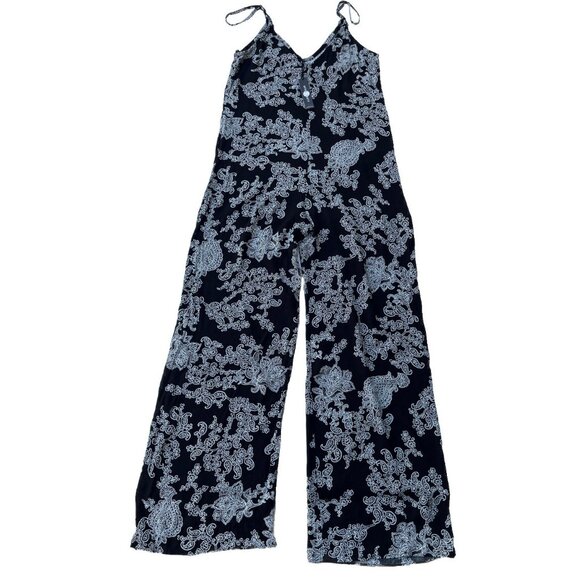 After Party By Nasty Gal Women’s Black Strappy Floral Wide Leg Jumpsuit Size XS - Picture 8 of 16